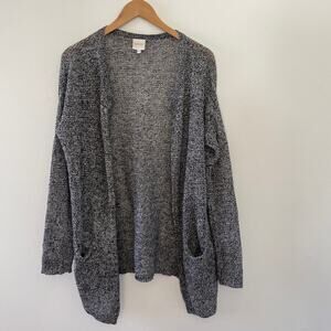 Tsesay Cardigan Womens Large Grey Open Knit Longline Pockets Lagenlook Capsule